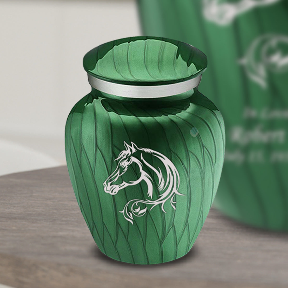 Keepsake Embrace Pearl Green Horse Cremation Urn