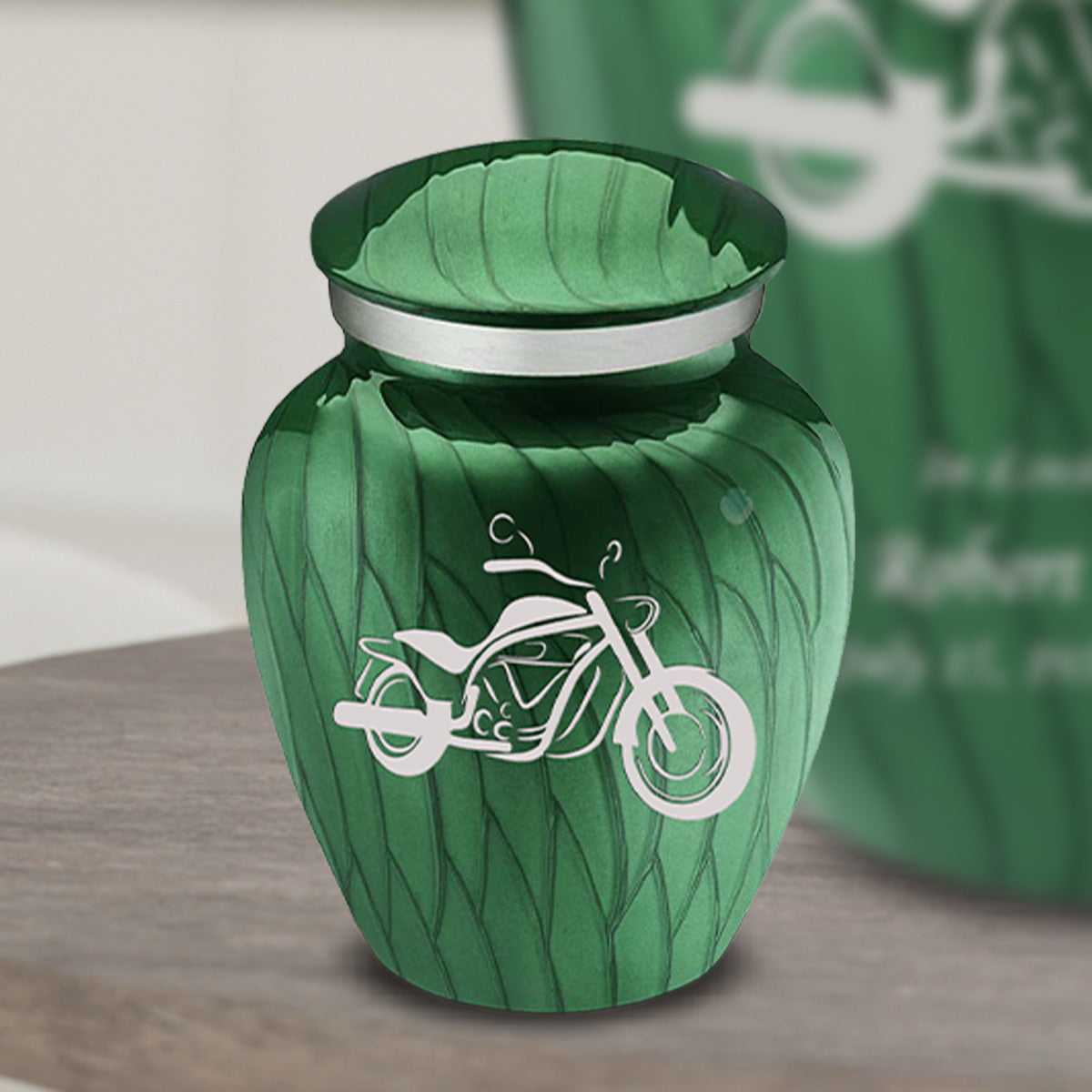 Keepsake Embrace Pearl Green Motorcycle Cremation Urn