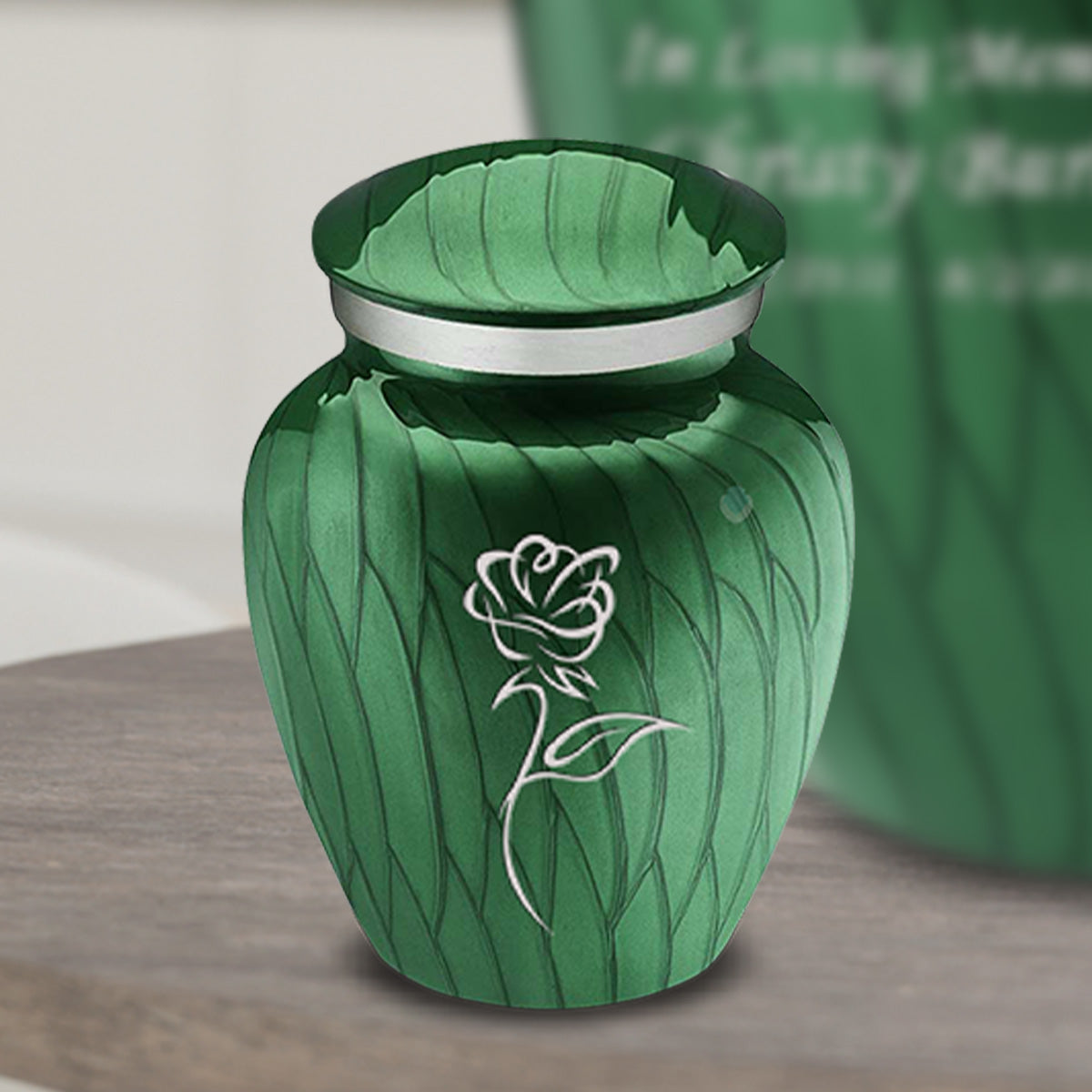 Keepsake Embrace Pearl Green Rose Cremation Urn