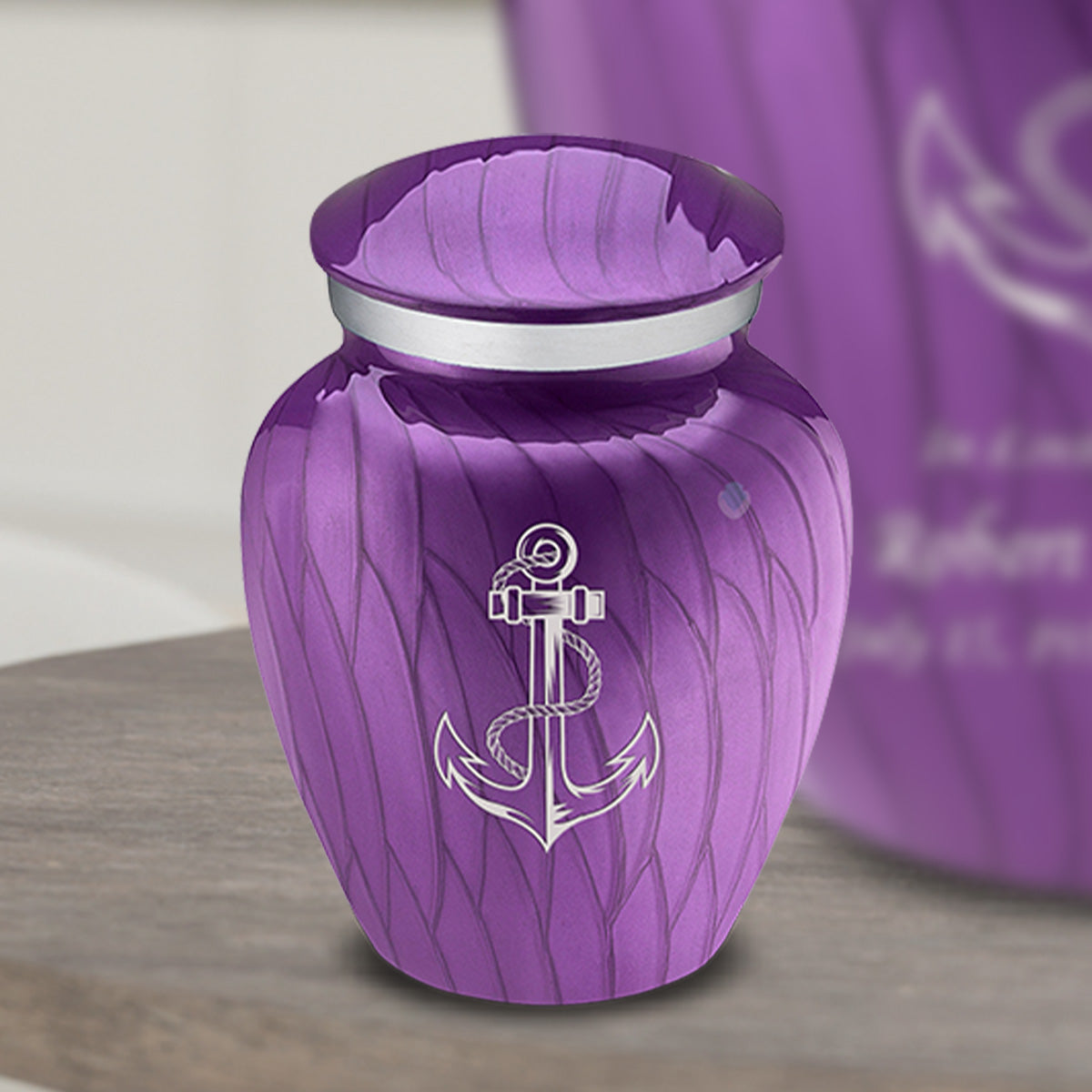 Keepsake Embrace Pearl Purple Anchor Cremation Urn