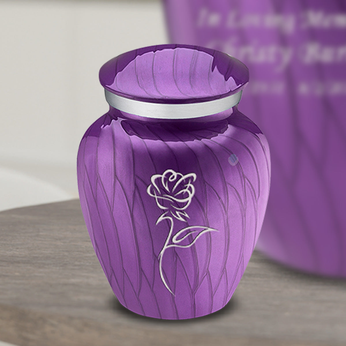 Keepsake Embrace Pearl Purple Rose Cremation Urn
