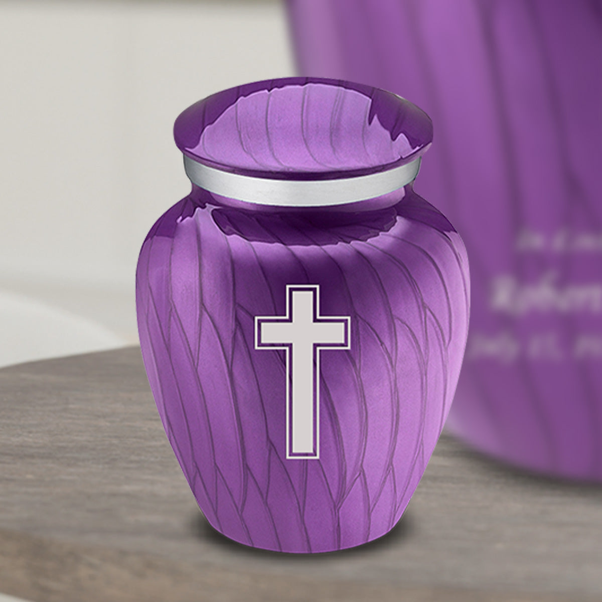 Keepsake Embrace Pearl Purple Simple Cross Cremation Urn