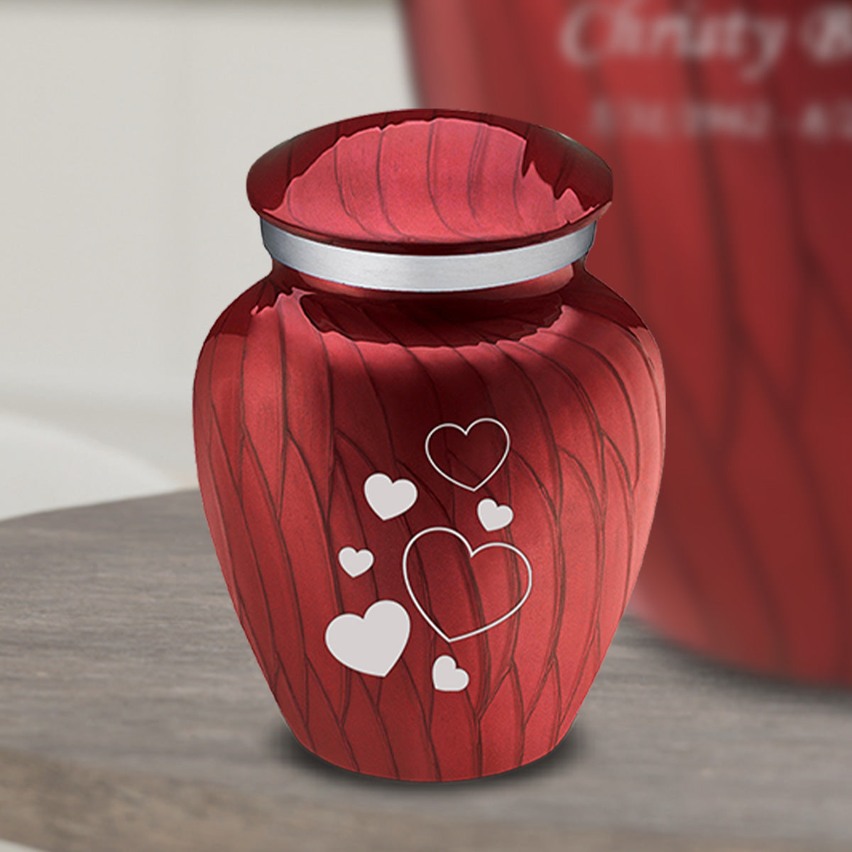 Keepsake Embrace Pearl Candy Red Floating Heart Cremation Urn