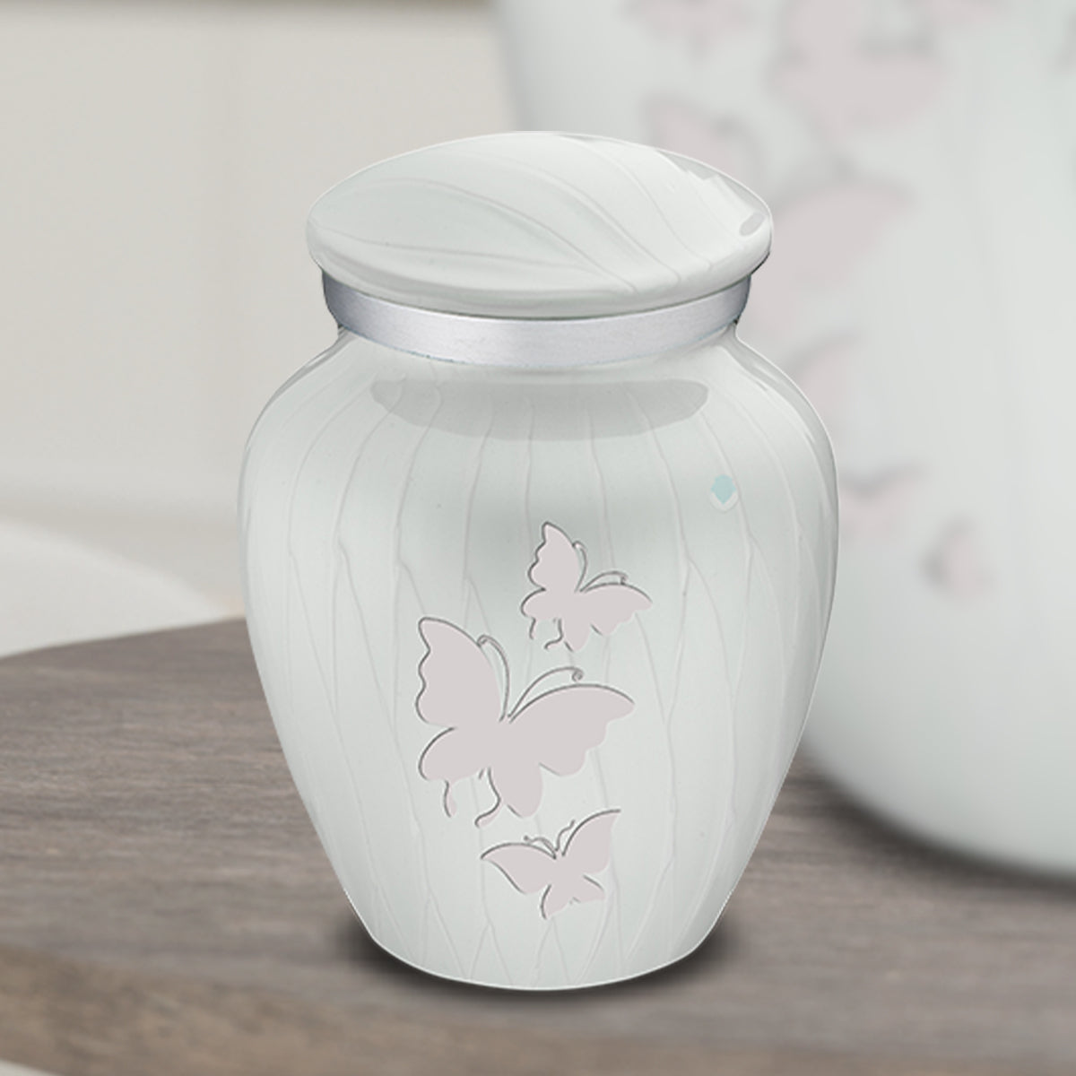 Keepsake Embrace Pearl White Butterflies Cremation Urn