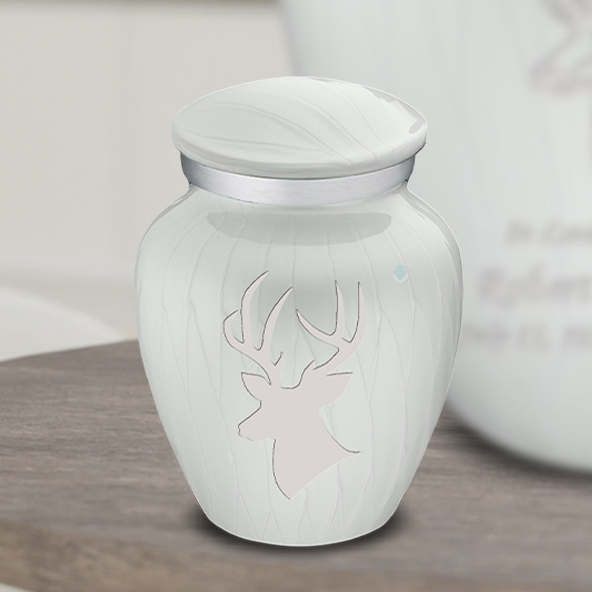 Keepsake Embrace Pearl White Deer Cremation Urn