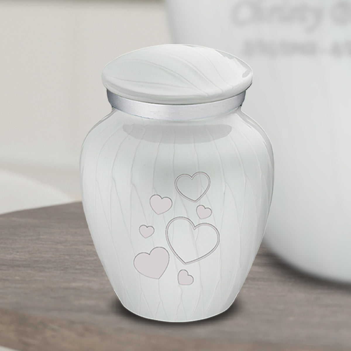 Keepsake Embrace Pearl White Floating Heart Cremation Urn