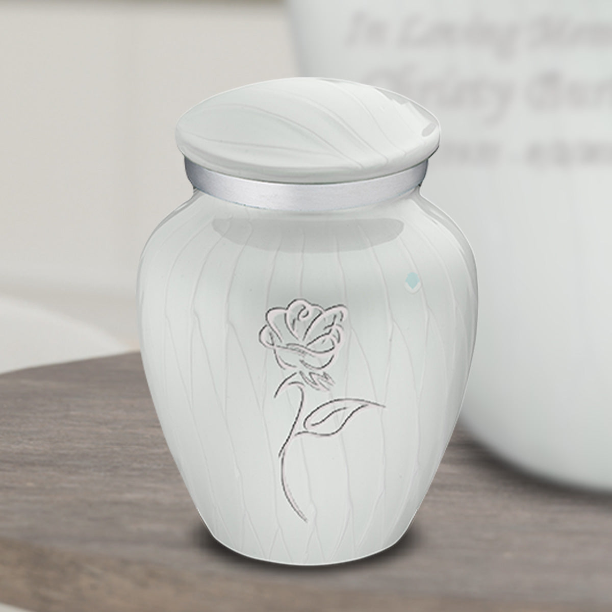 Keepsake Embrace Pearl White Rose Cremation Urn