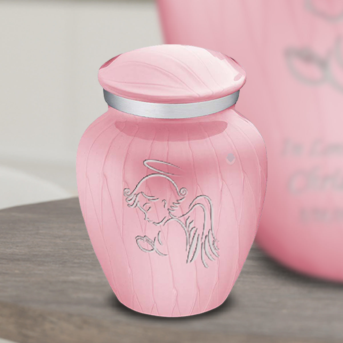 Keepsake Embrace Pearl Light Pink Angel Cremation Urn