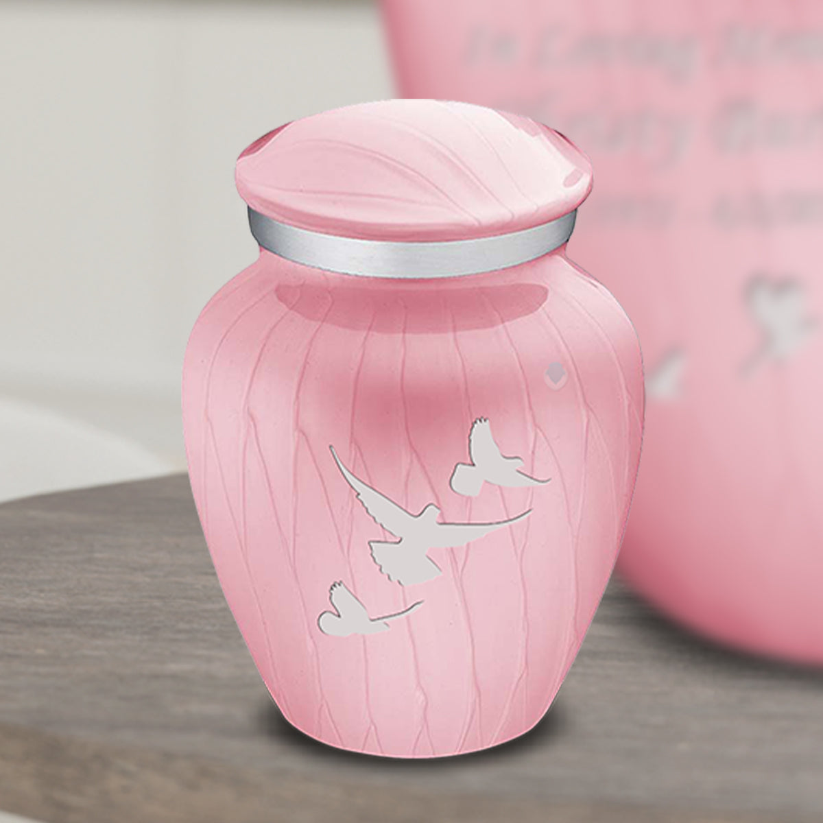 Keepsake Embrace Pearl Light Pink Doves Cremation Urn