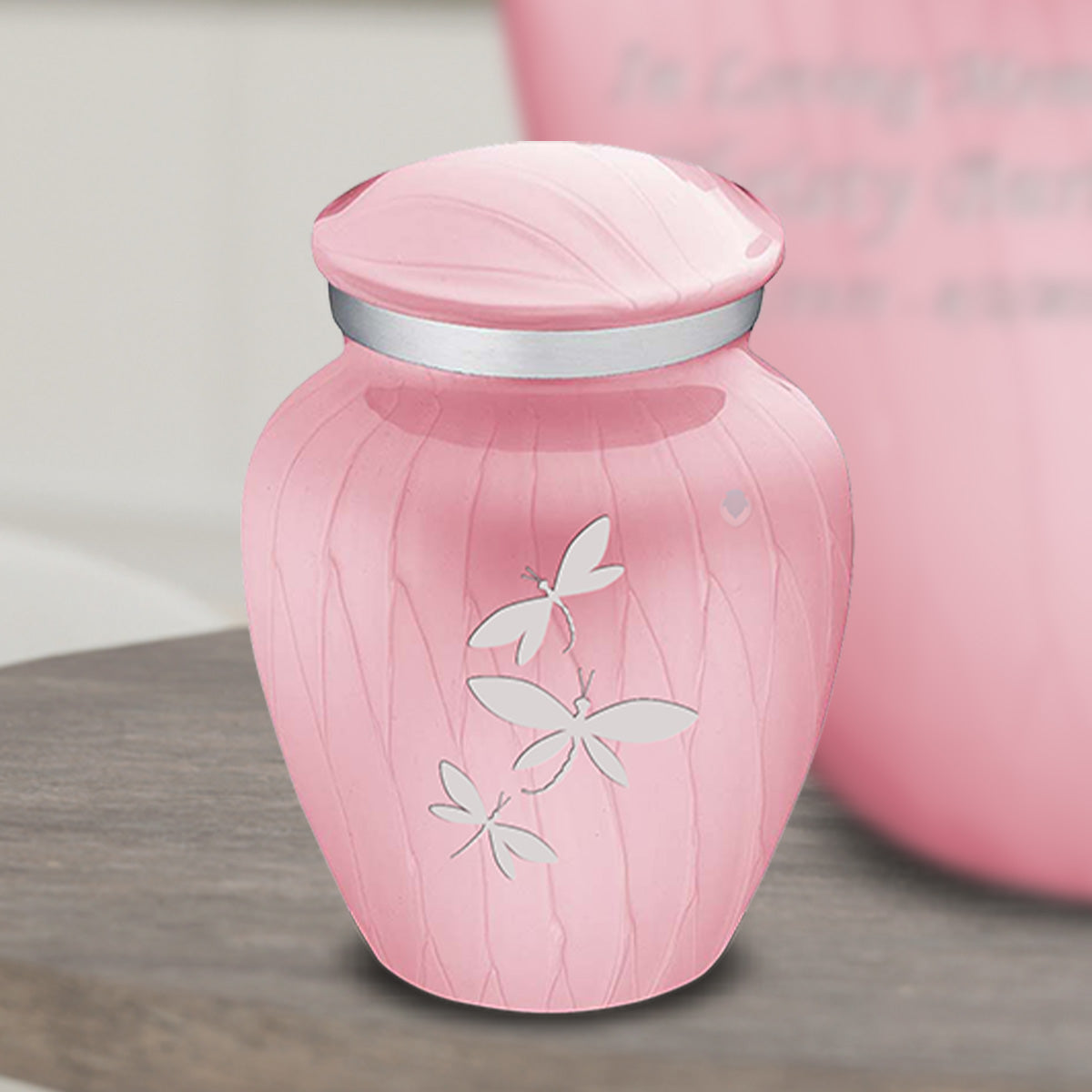 Keepsake Embrace Pearl Light Pink Dragonflies Cremation Urn