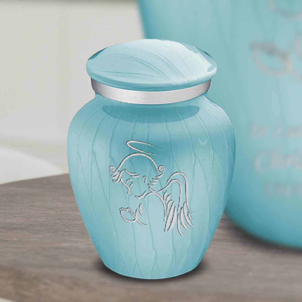 Keepsake Embrace Pearl Light Blue Angel Cremation Urn