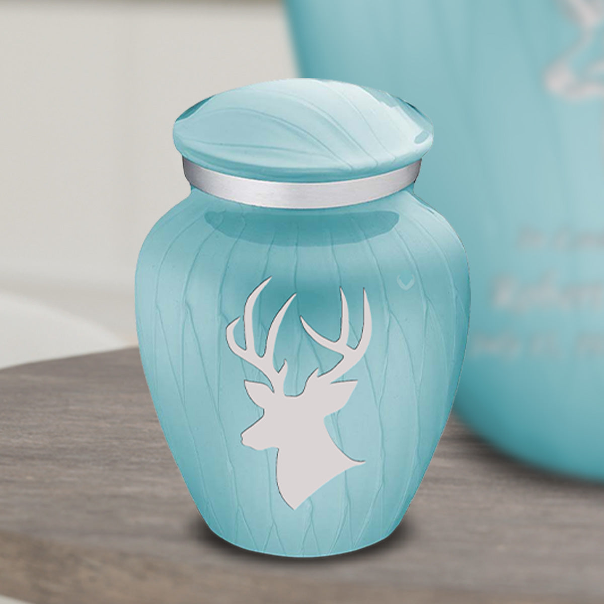 Keepsake Embrace Pearl Light Blue Deer Cremation Urn