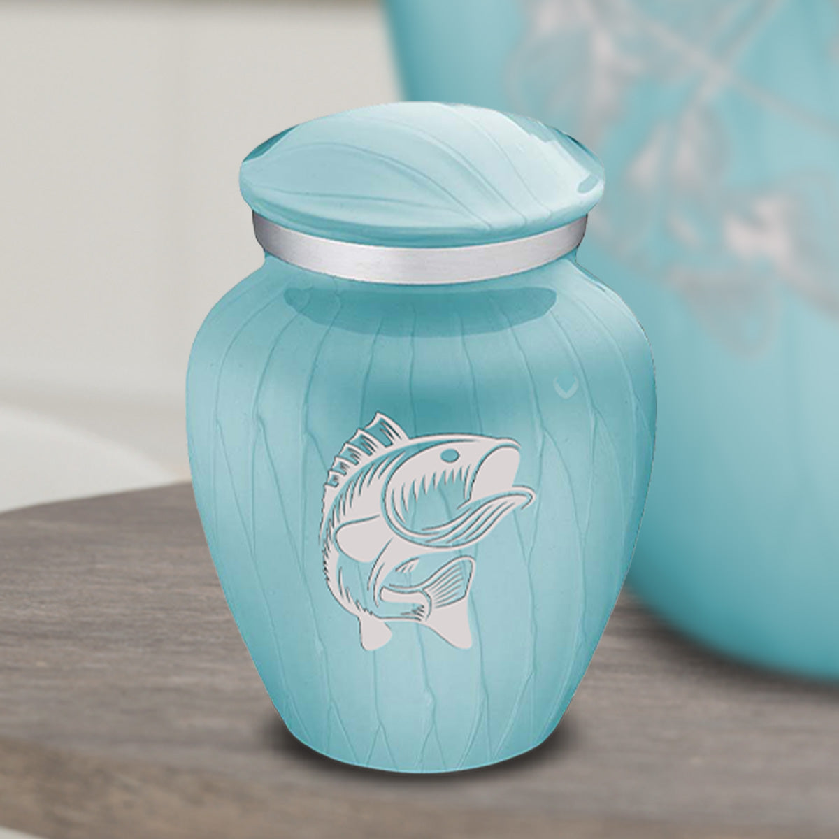 Keepsake Embrace Pearl Light Blue Fishing Cremation Urn