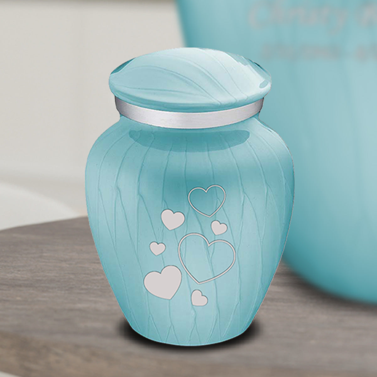Keepsake Embrace Pearl Light Blue Floating Heart Cremation Urn