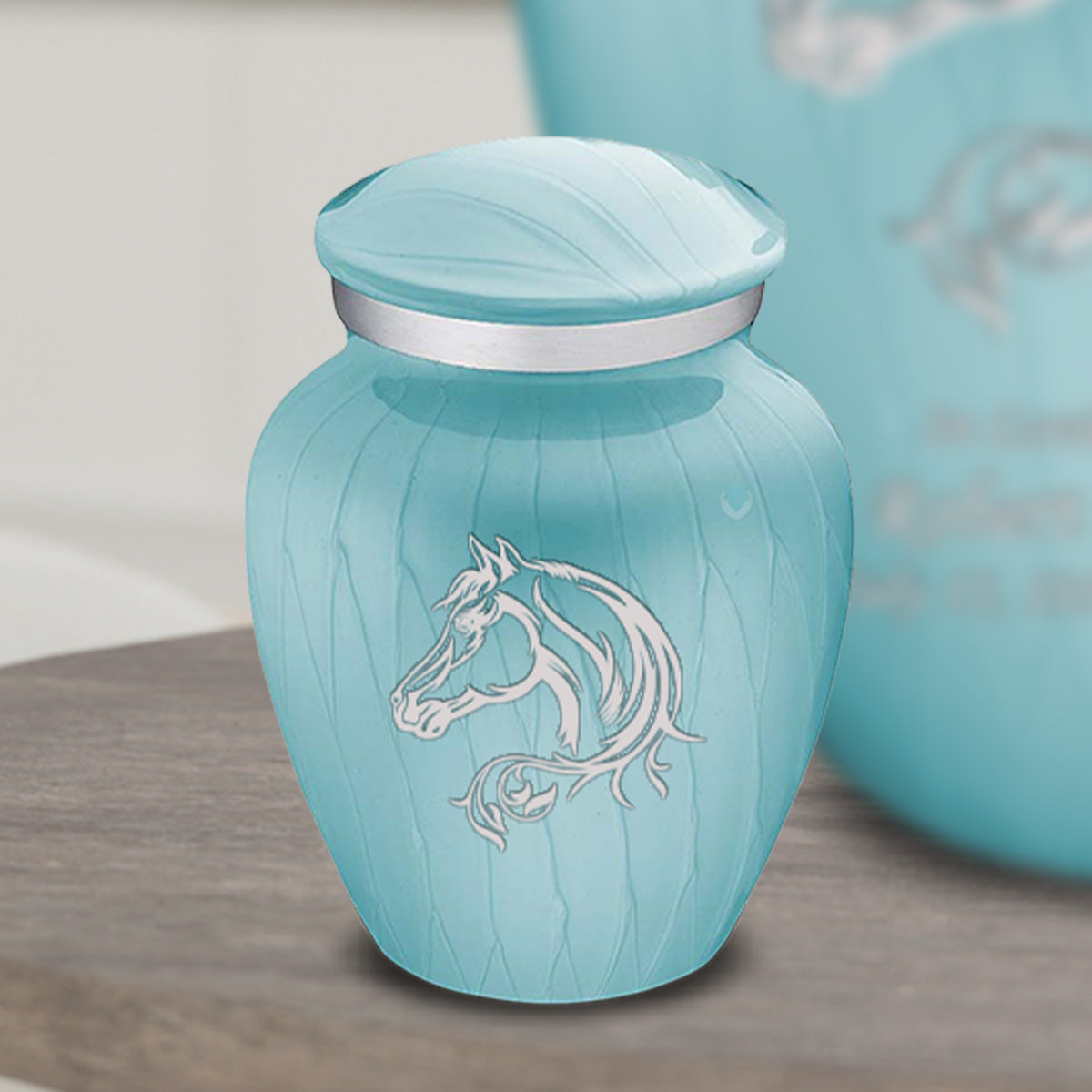 Keepsake Embrace Pearl Light Blue Horse Cremation Urn
