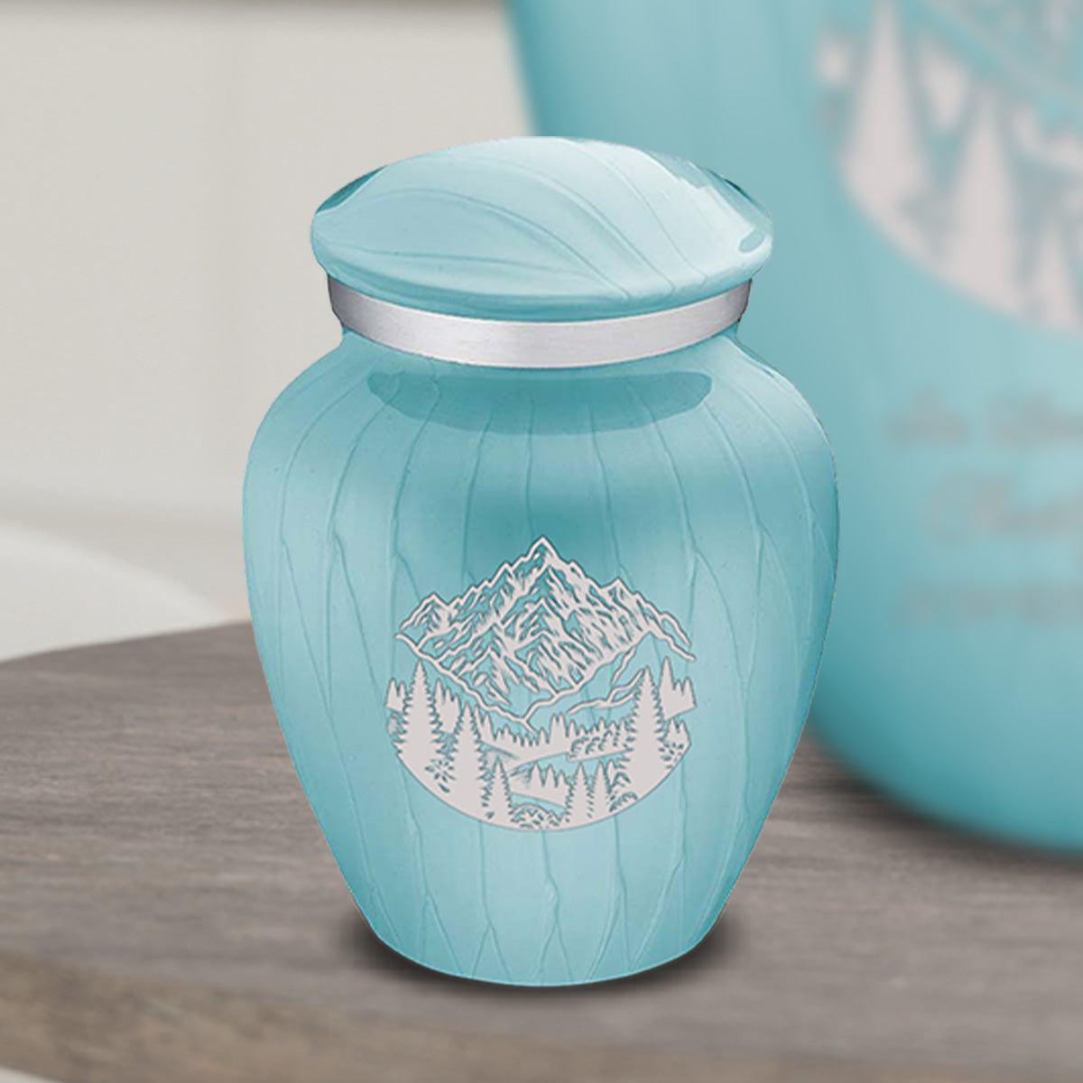 Keepsake Embrace Pearl Light Blue Rocky Mountains Cremation Urn