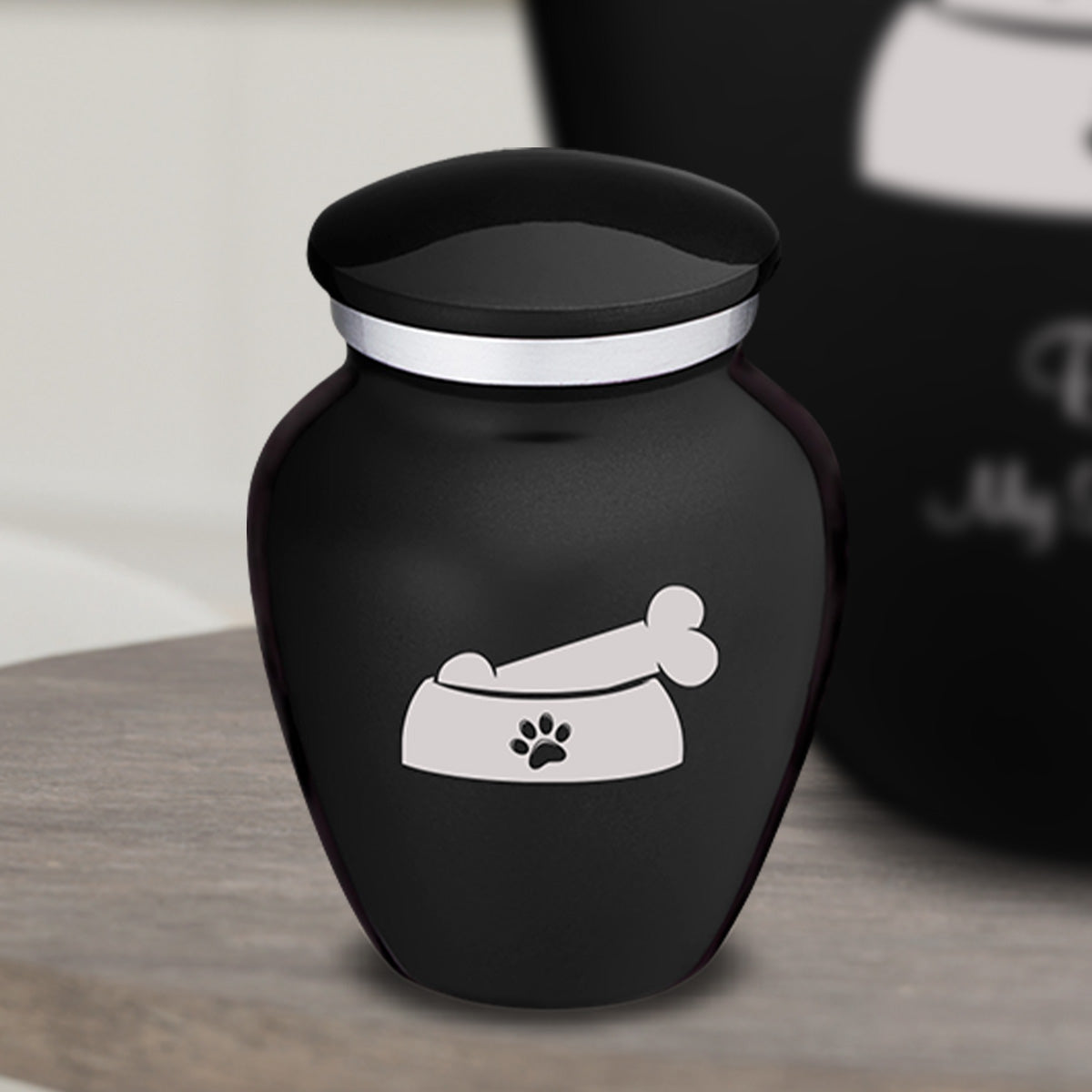 Keepsake  Embrace Black Pet Dog Bone Cremation Urn