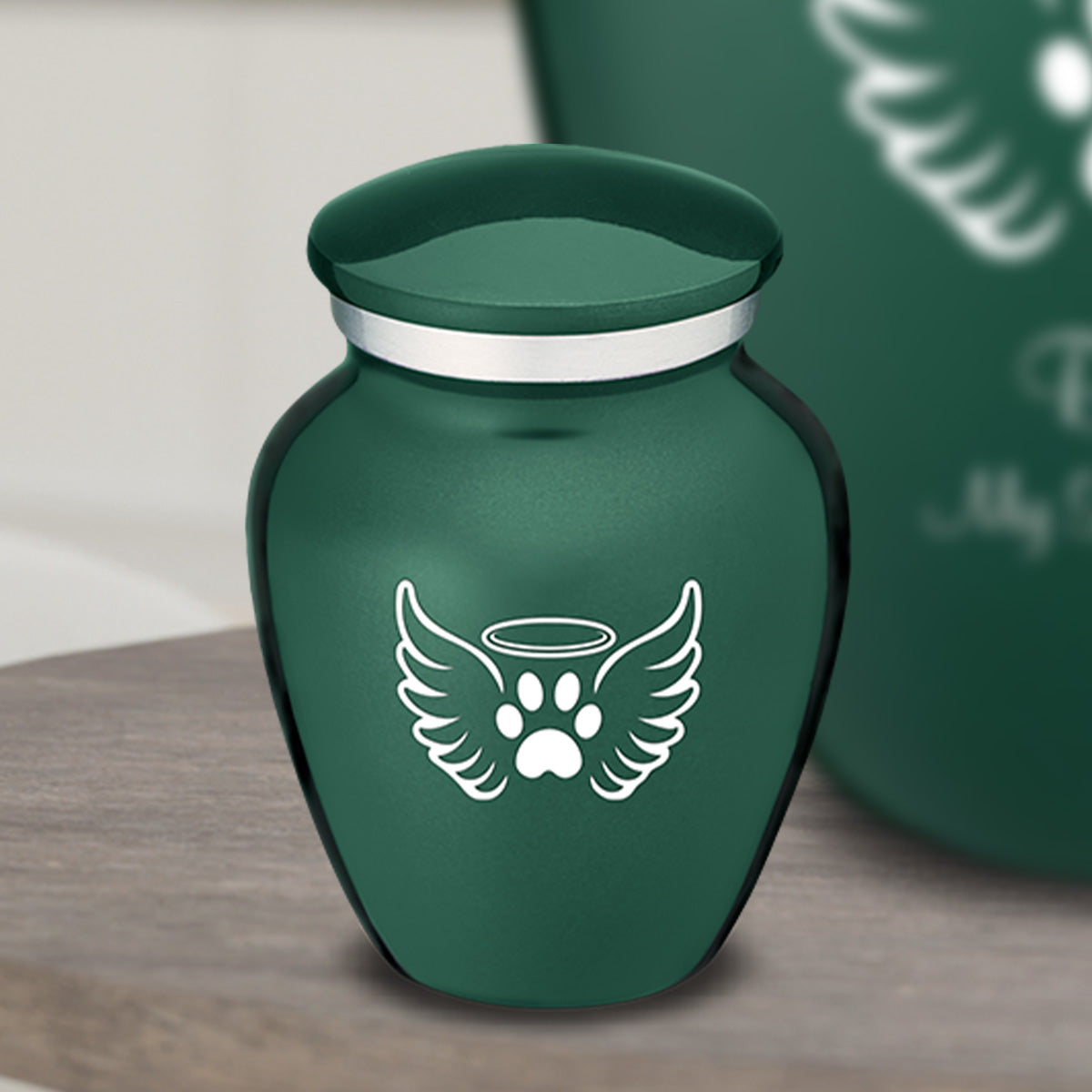 Keepsake Embrace Green Pet Angel Wings Cremation Urn
