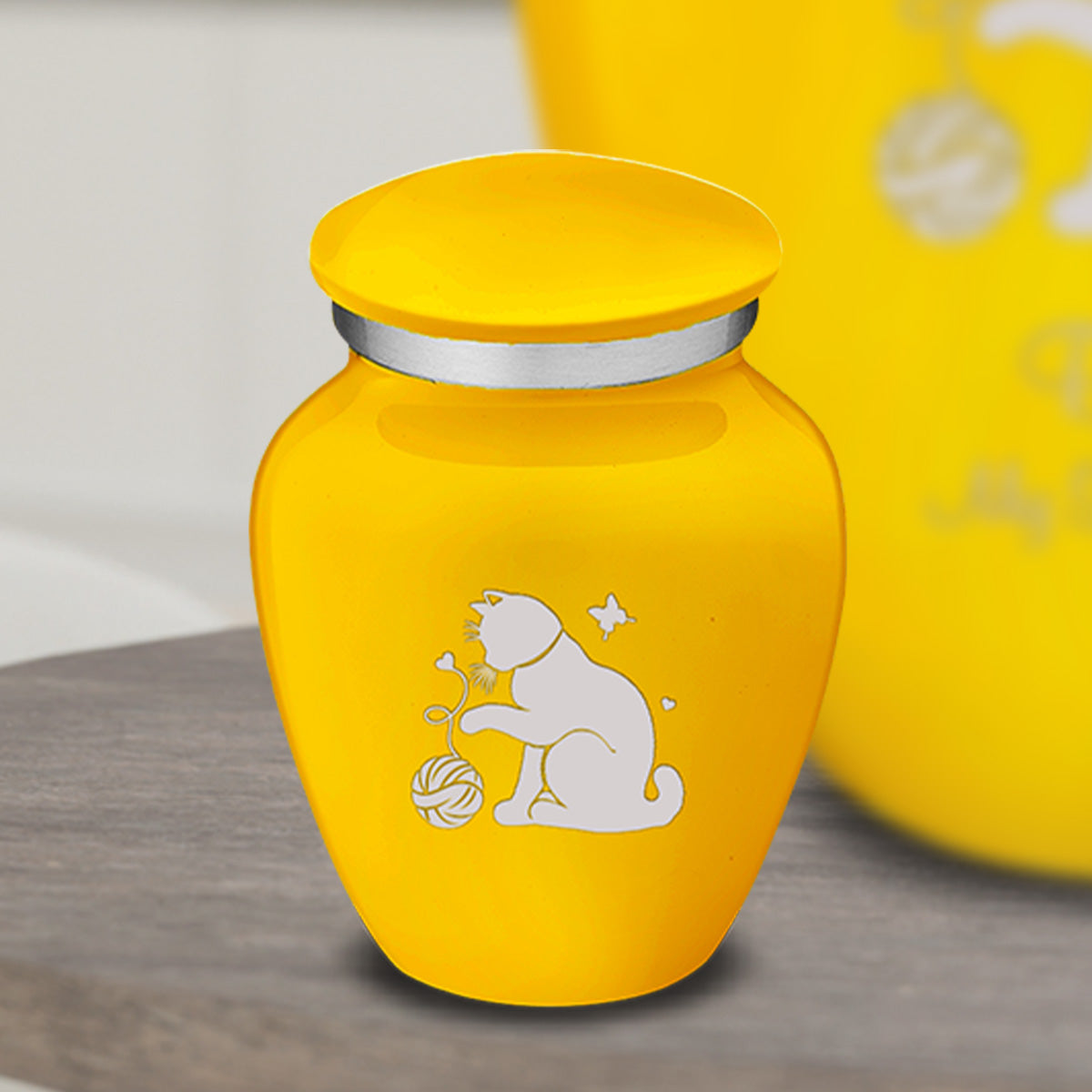Keepsake Embrace Yellow Pet Fun Cat Cremation Urn