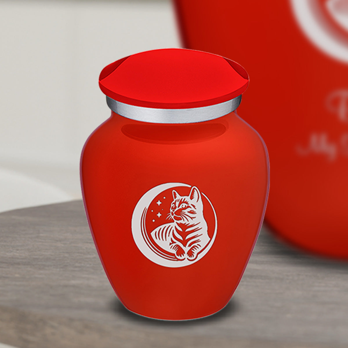 Keepsake Embrace Bright Red Pet Cute Cat Cremation Urn