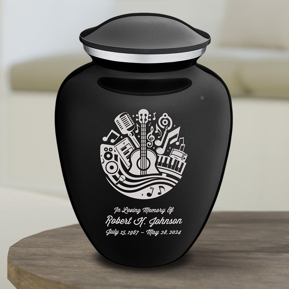 Medium Embrace Black Music Cremation Urn