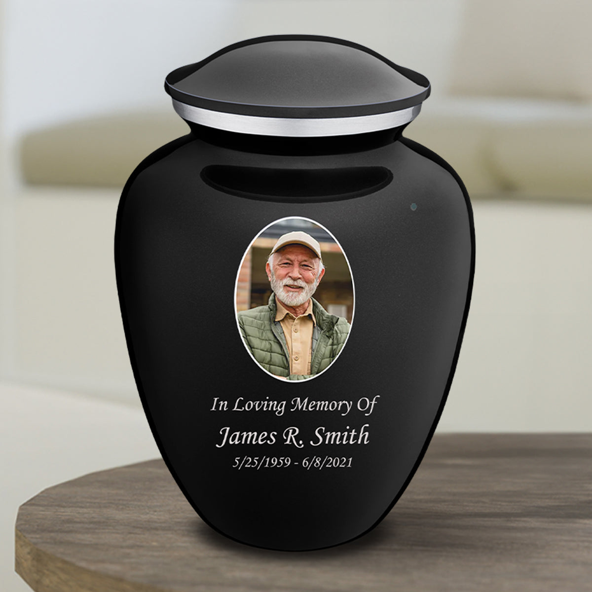 Medium Embrace Black Portrait Cremation Urn