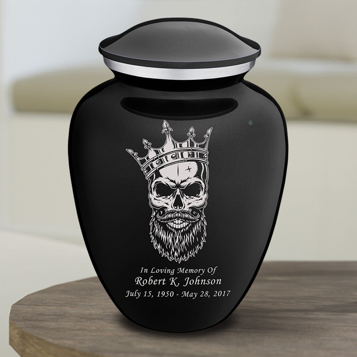 Medium Embrace Black Skull Cremation Urn