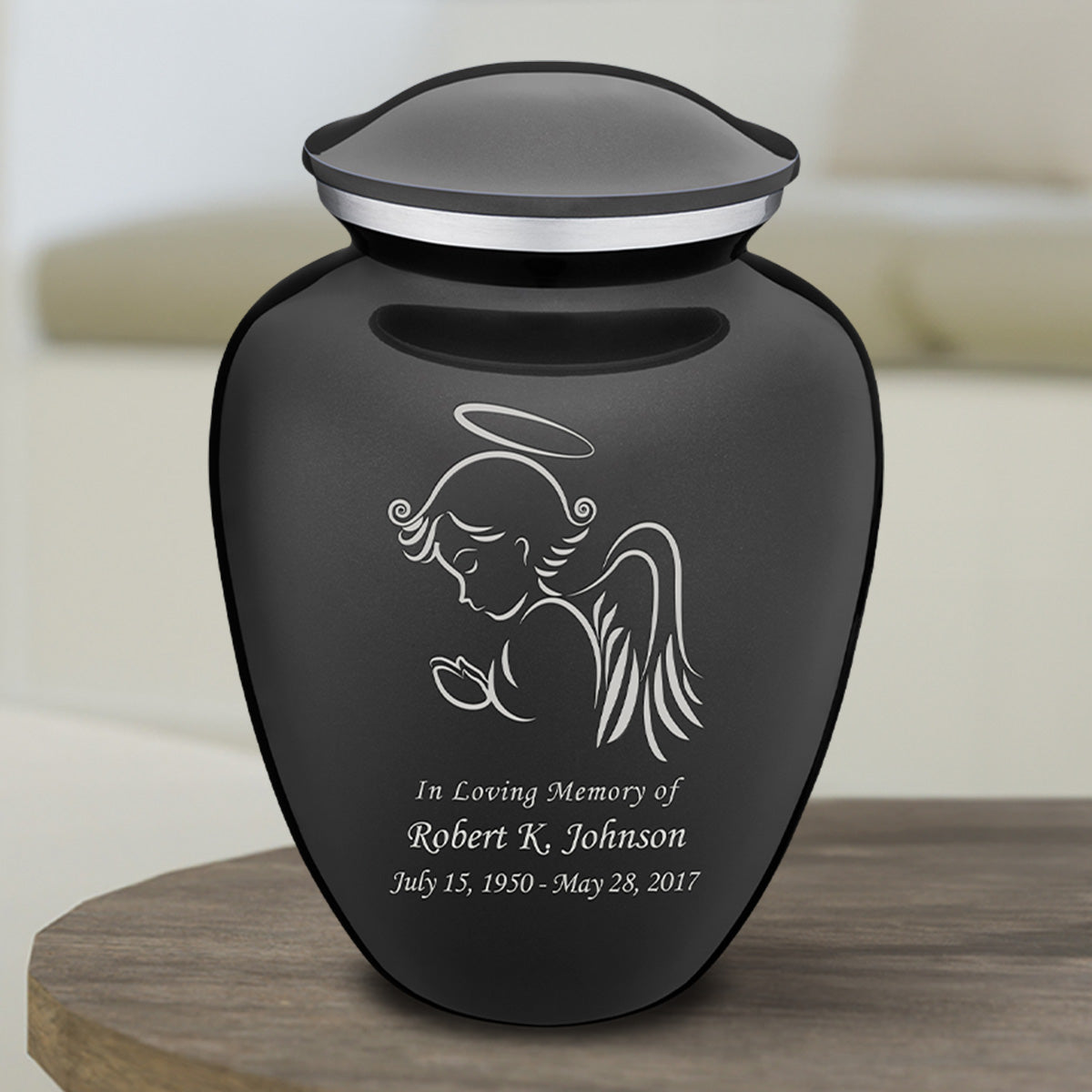 Medium Embrace Charcoal Angel Cremation Urn