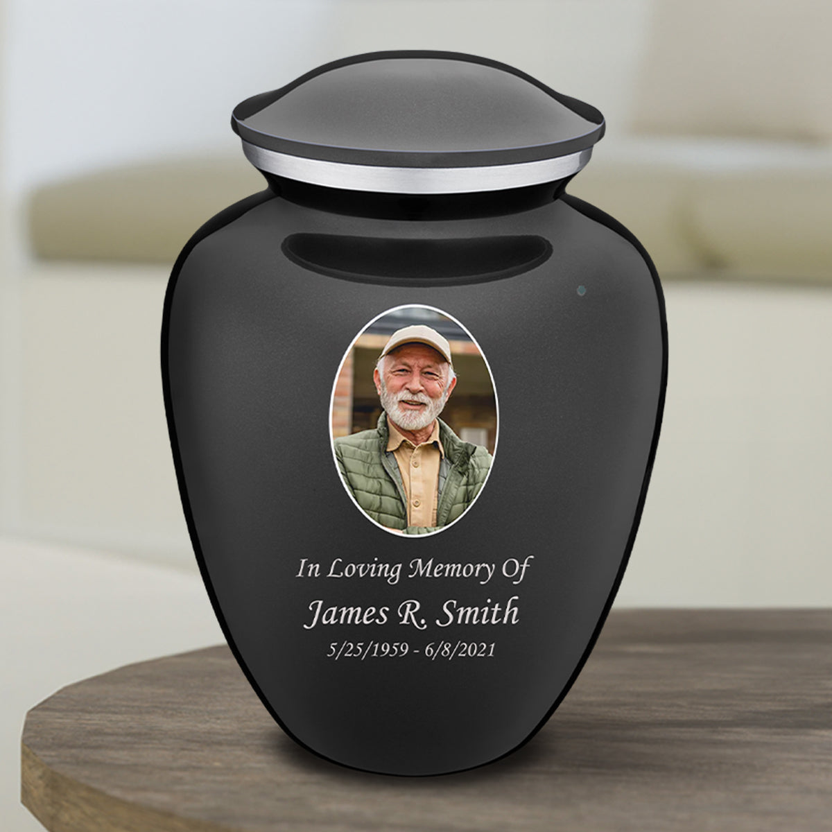 Medium Embrace Charcoal Portrait Cremation Urn