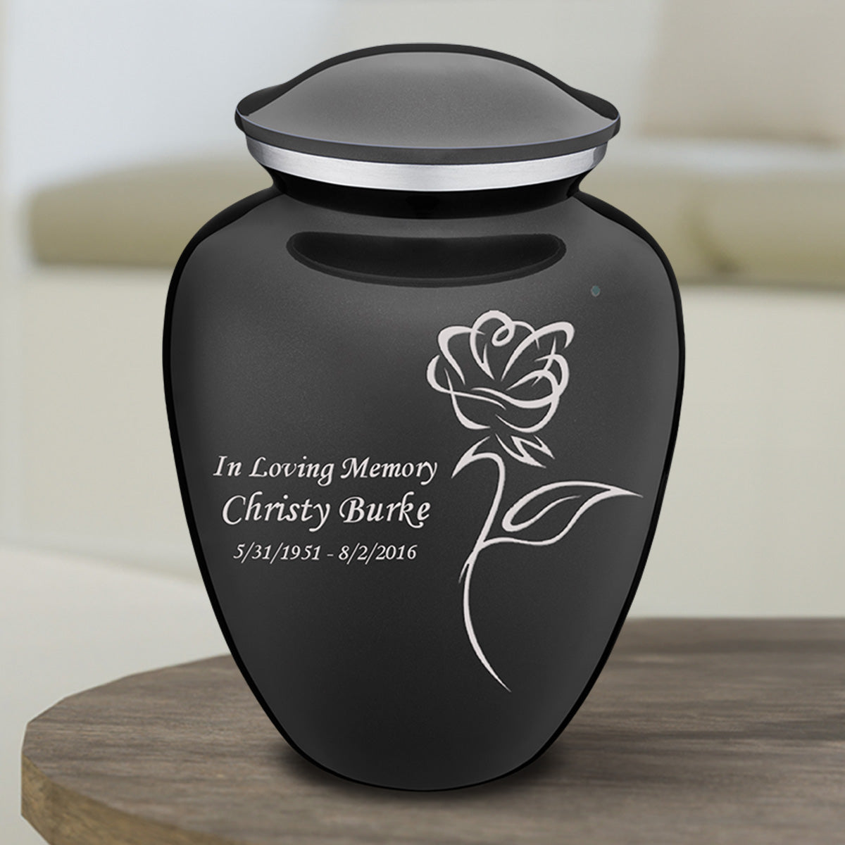 Medium Embrace Charcoal Rose Cremation Urn