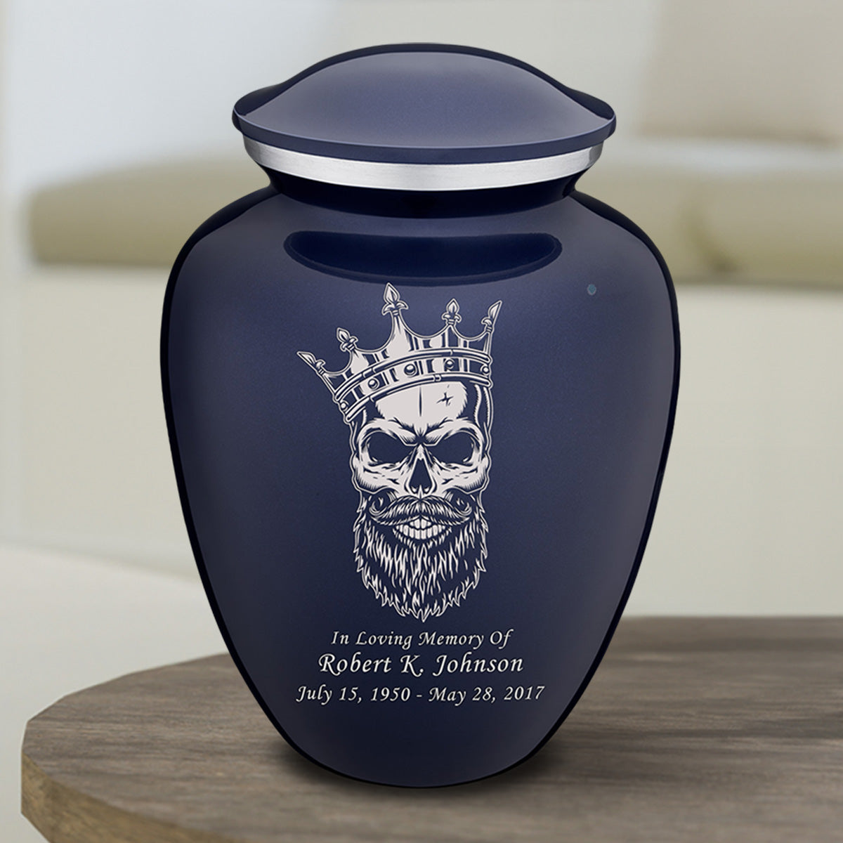 Medium Embrace Cobalt Blue Skull Cremation Urn