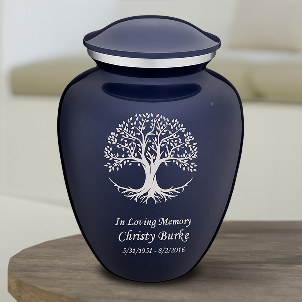 Medium Embrace Cobalt Blue Tree of Life Cremation Urn