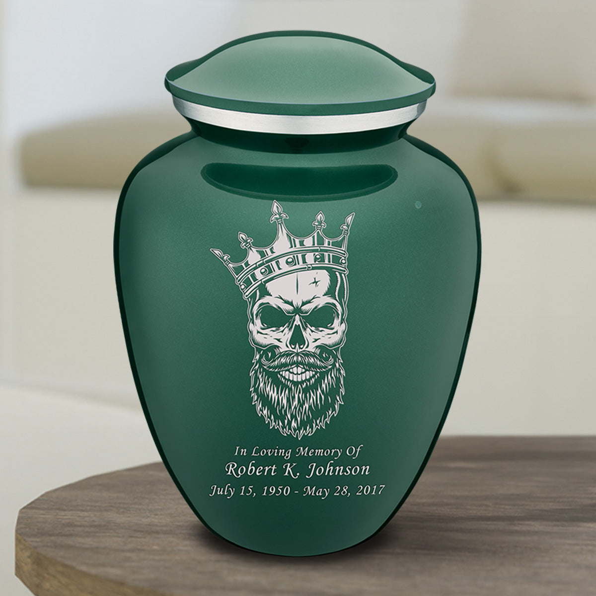 Medium Embrace Green Skull Cremation Urn