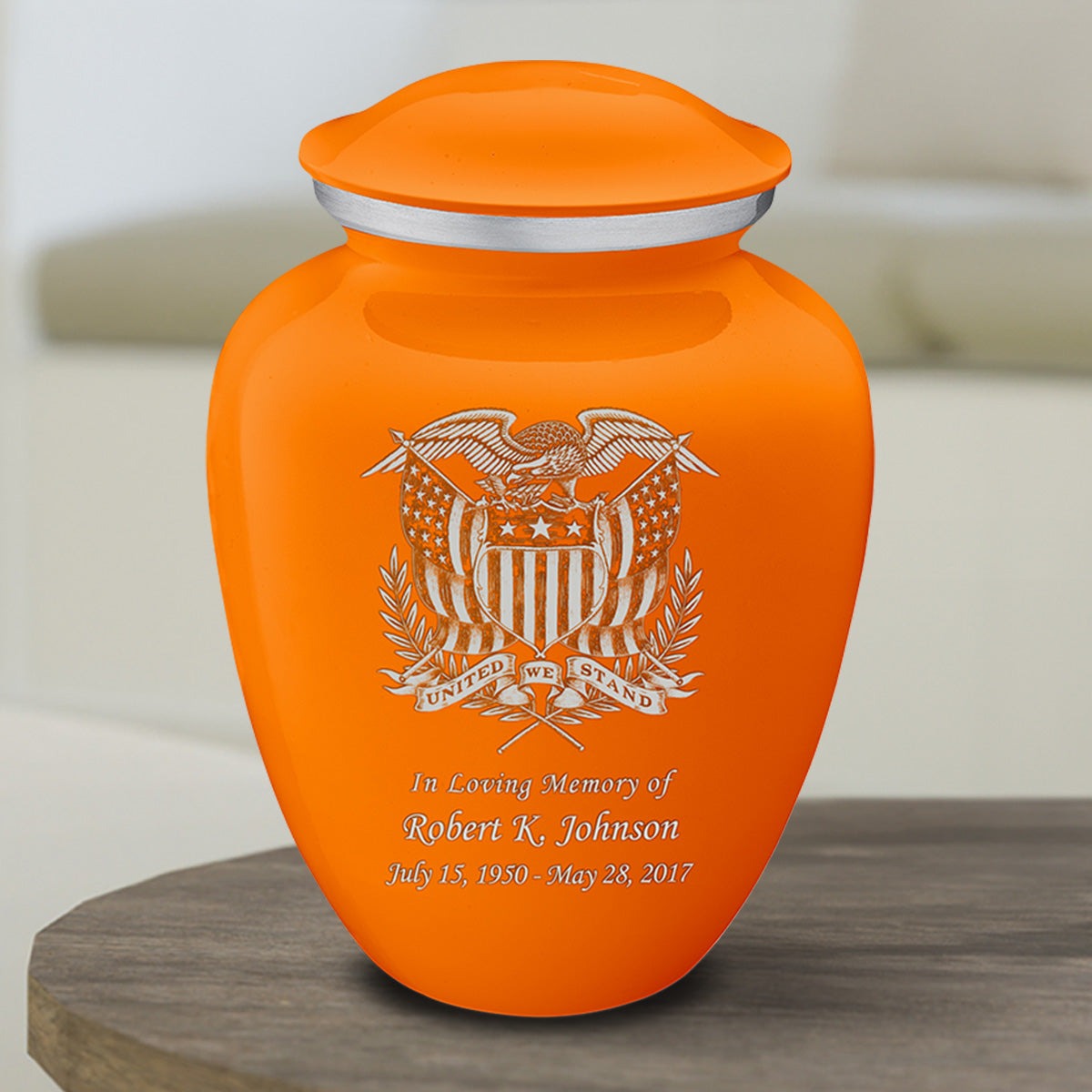 Medium Embrace Burnt Orange American Glory Cremation Urn