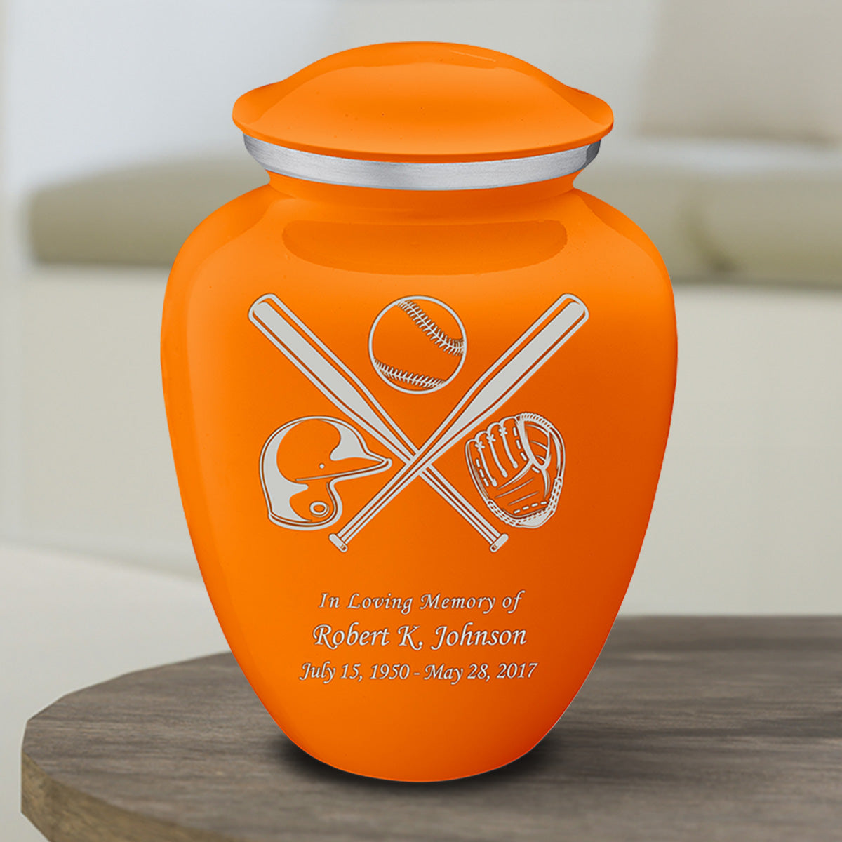 Medium Embrace Burnt Orange Baseball Cremation Urn