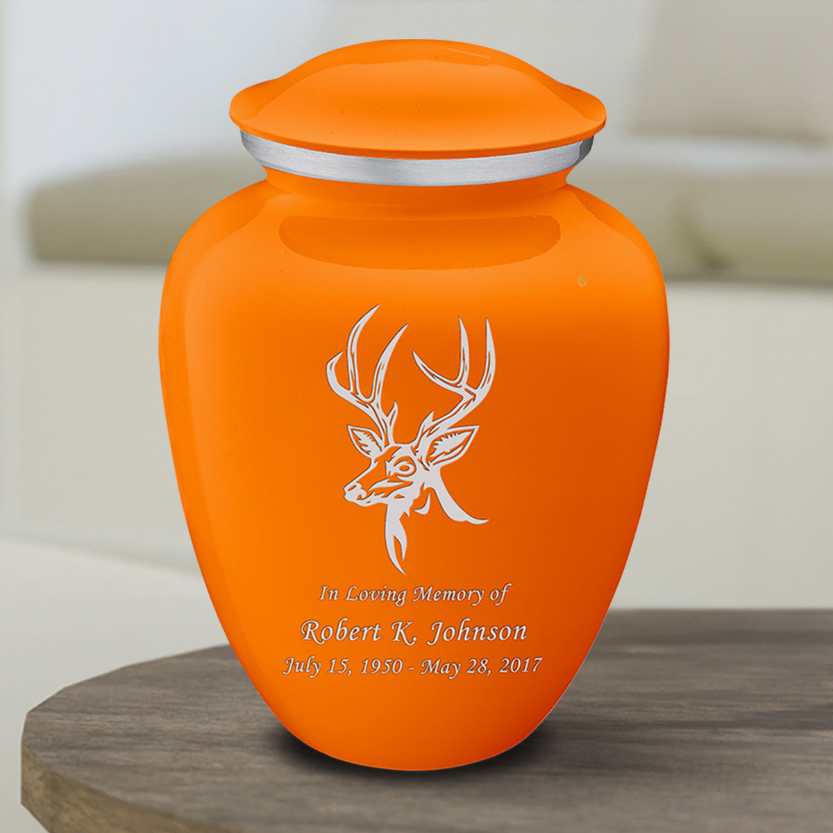 Medium Embrace Burnt Orange Deer Cremation Urn