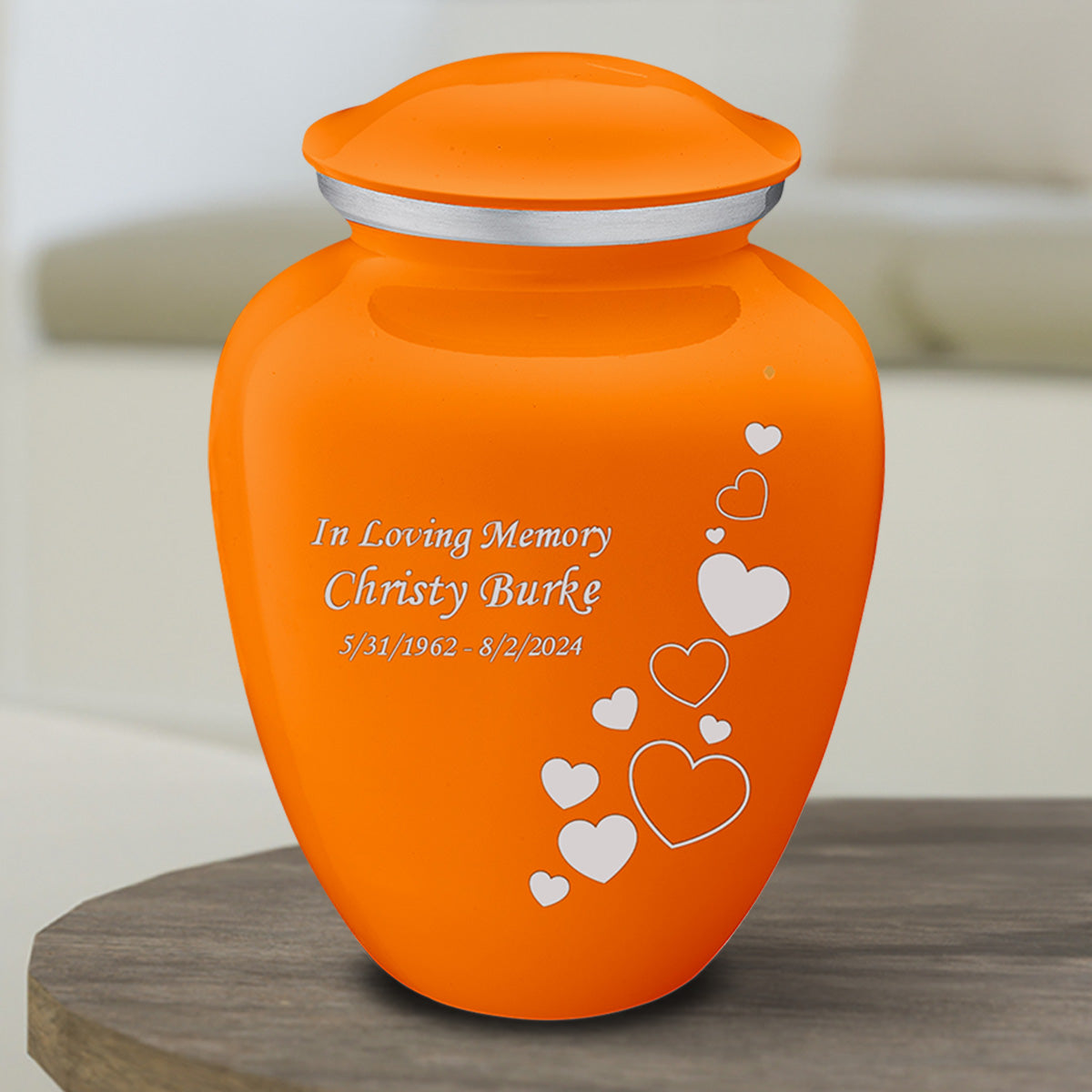 Medium Embrace Burnt Orange Floating Heart Cremation Urn