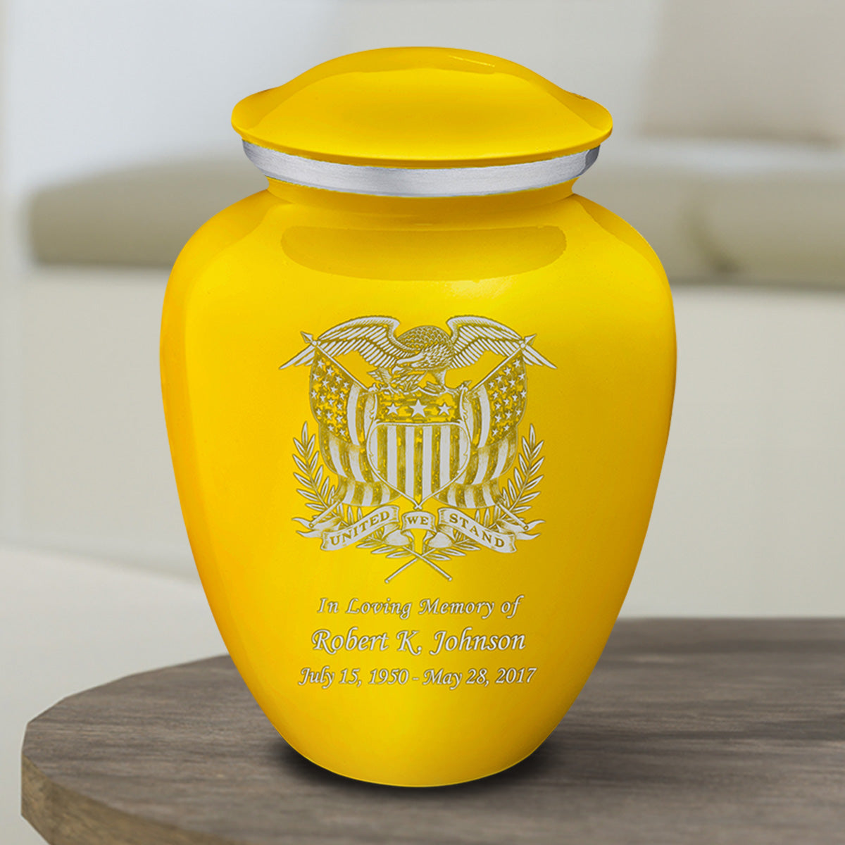 Medium Embrace Yellow American Glory Cremation Urn