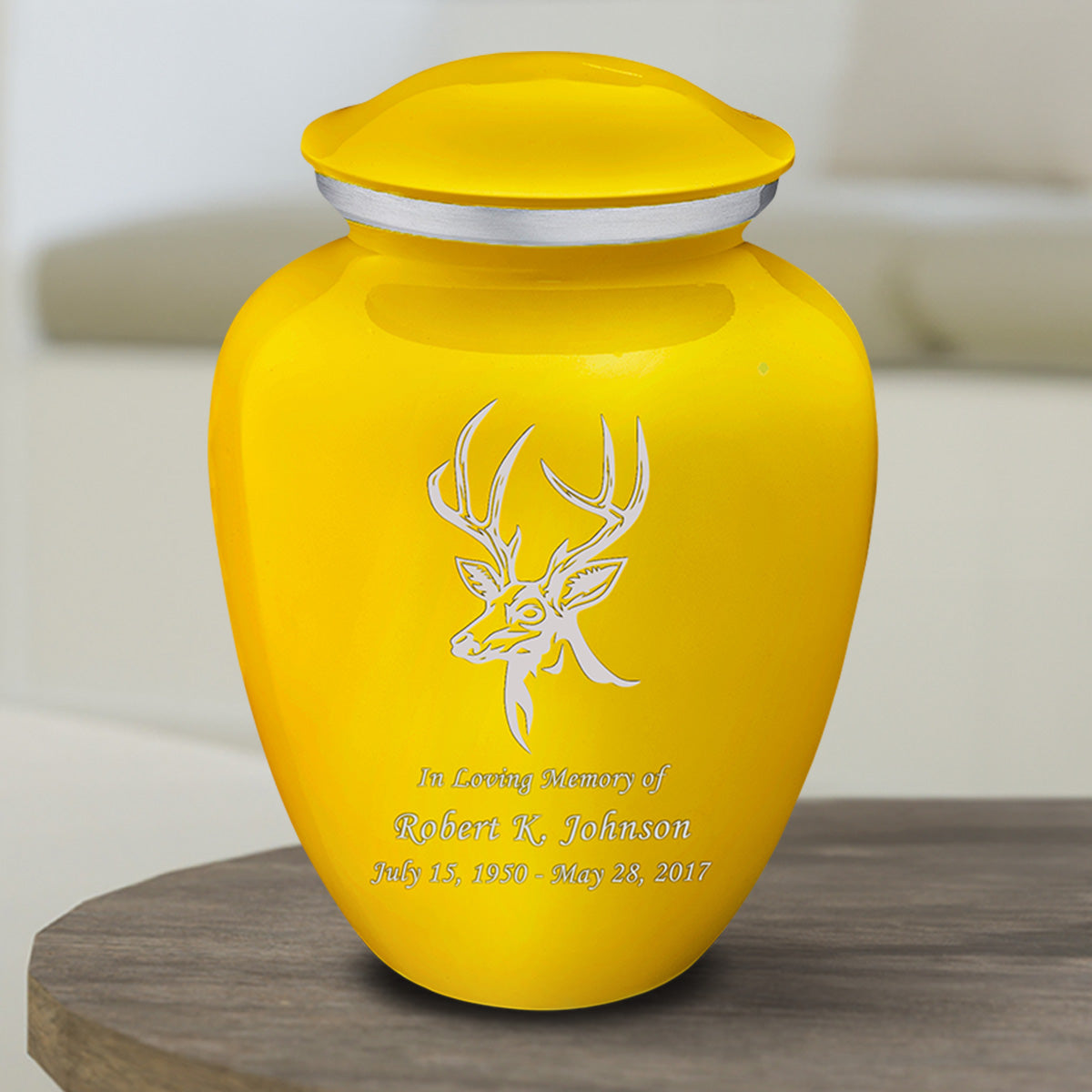 Medium Embrace Yellow Deer Cremation Urn