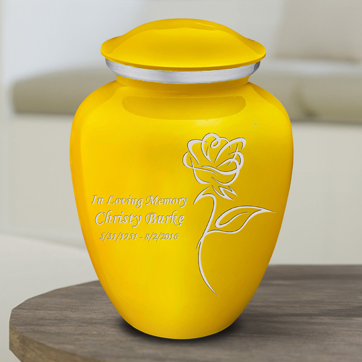 Medium Embrace Yellow Rose Cremation Urn