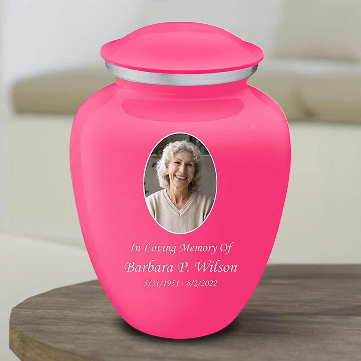 Medium Embrace Bright Pink Portrait Cremation Urn
