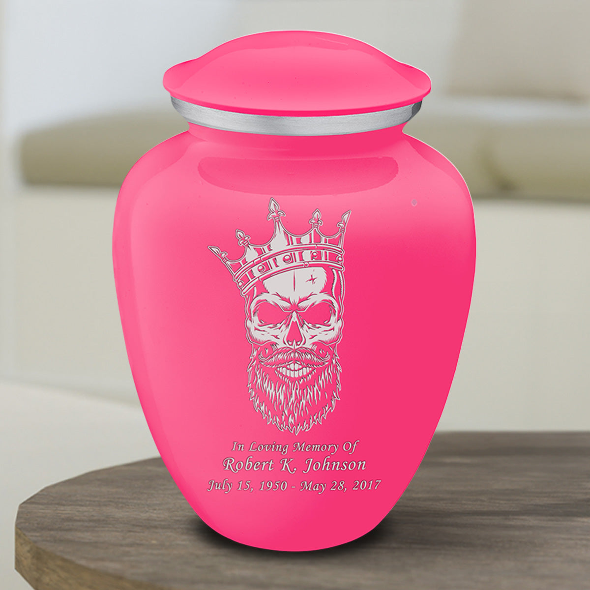 Medium Embrace Bright Pink Skull Cremation Urn