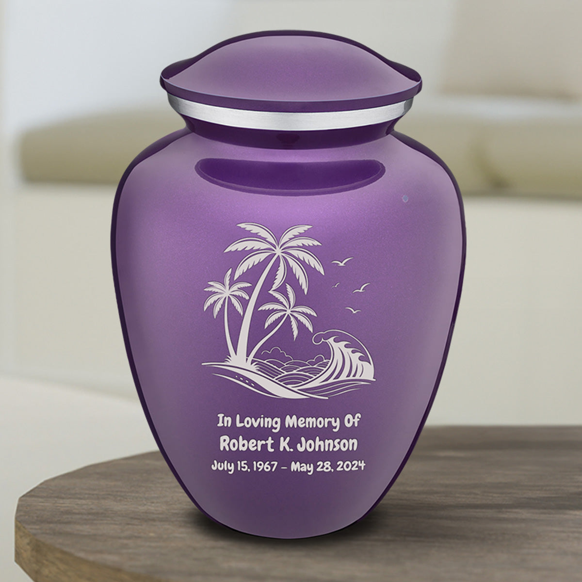Medium Embrace Purple Palm Beach Cremation Urn