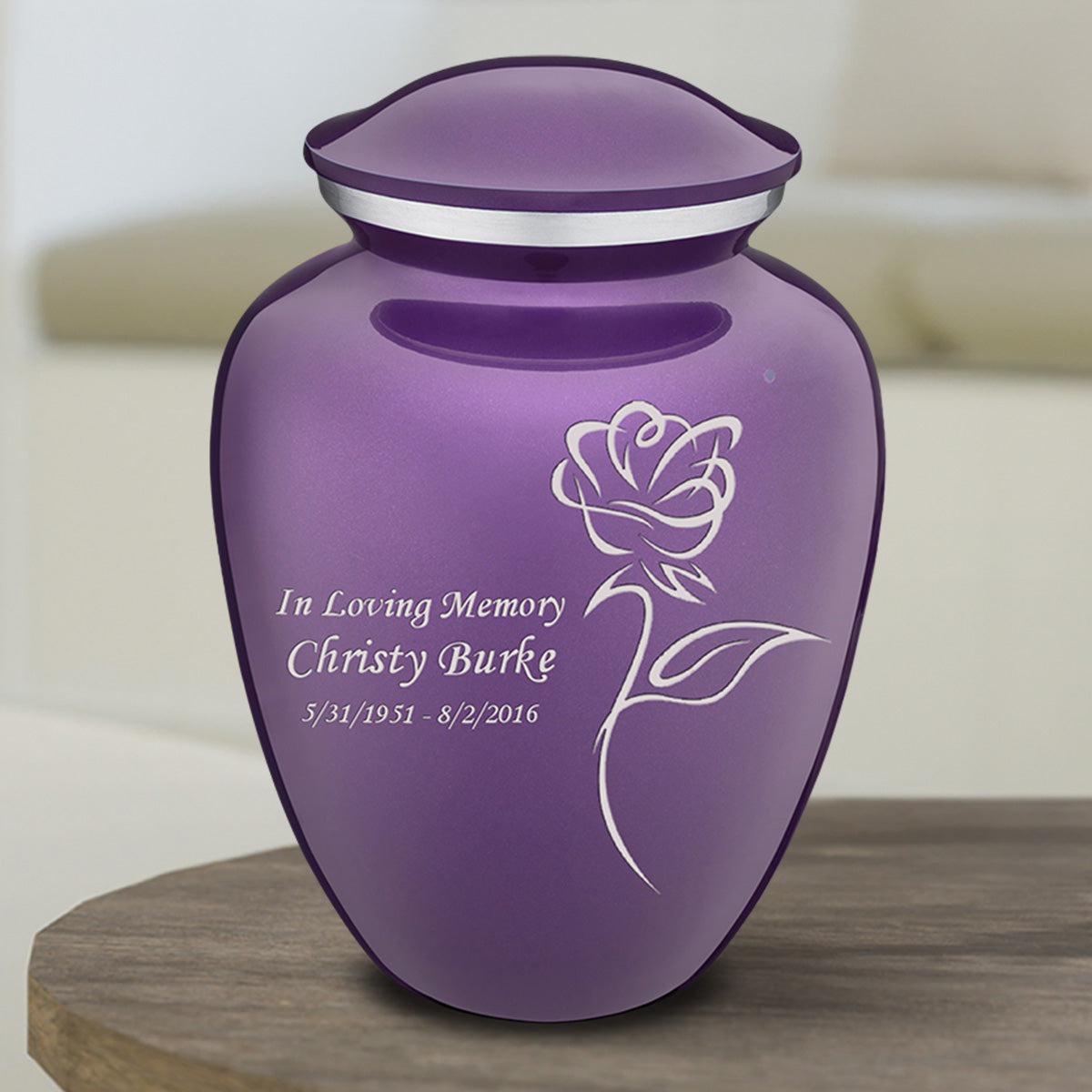 Medium Embrace Purple Rose Cremation Urn