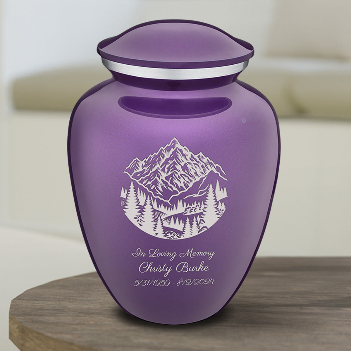 Medium Embrace Purple Rocky Mountains Cremation Urn