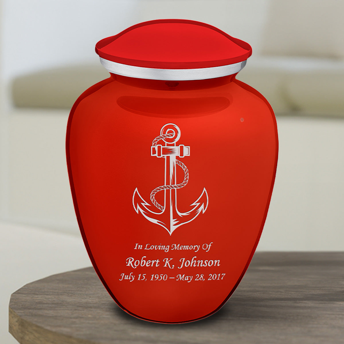 Medium Embrace Bright Red Anchor Cremation Urn