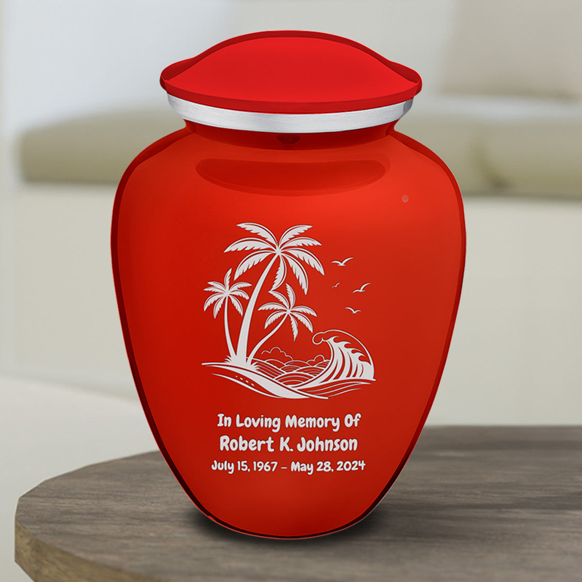 Medium Embrace Bright Red Palm Beach Cremation Urn