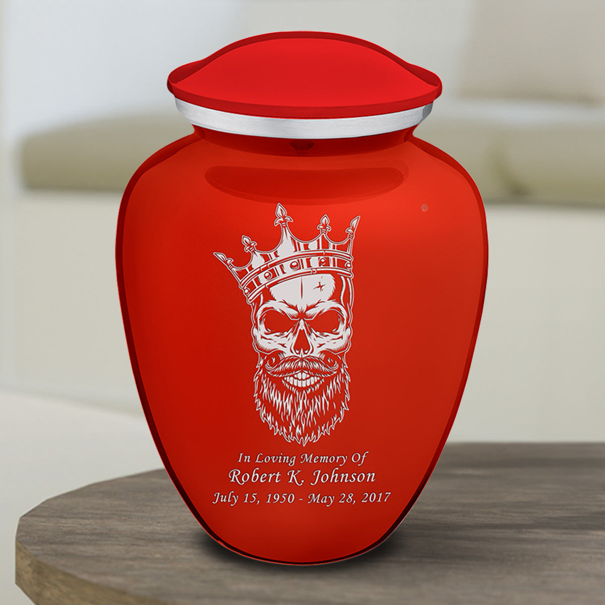 Medium Embrace Bright Red Skull Cremation Urn