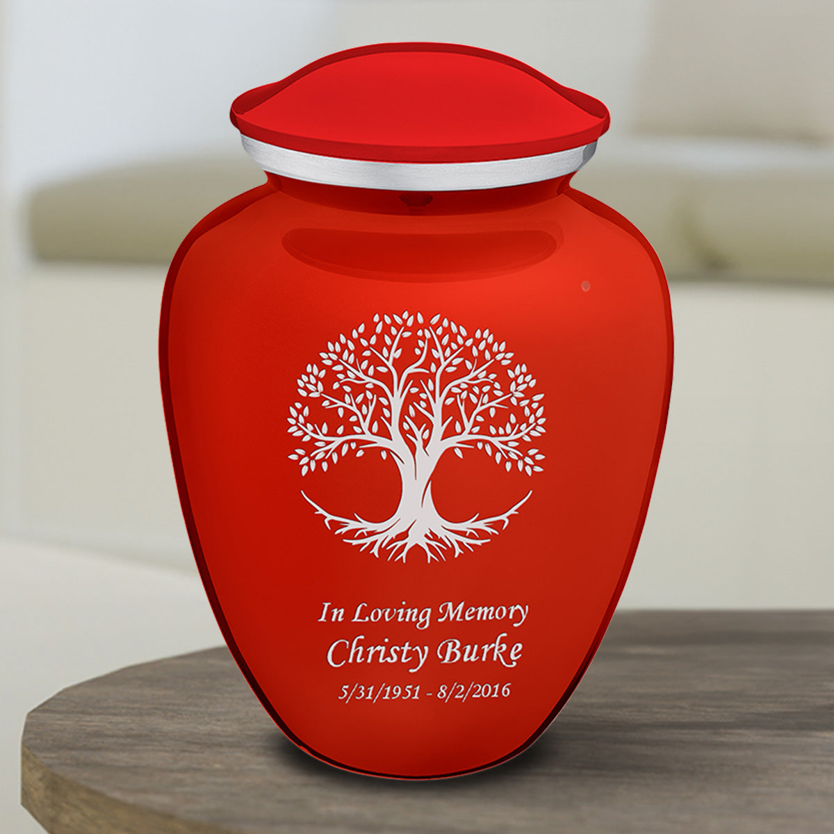 Medium Embrace Bright Red Tree of Life Cremation Urn