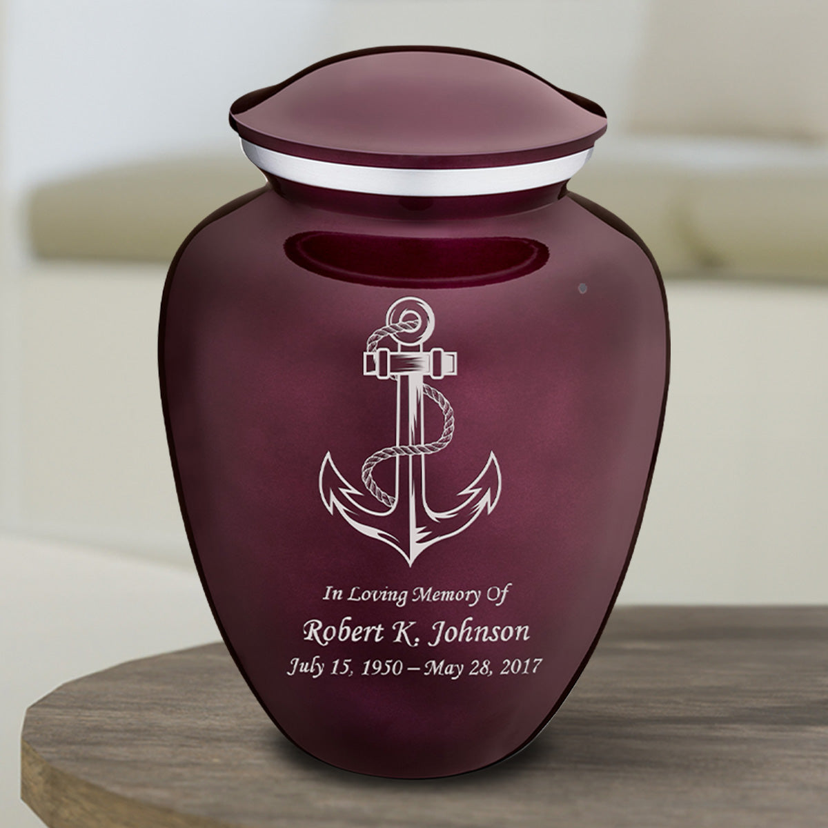 Medium Cherry Purple Embrace Anchor Cremation Urn